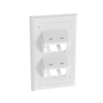 4 Port Mini-Com Classic Series Vertical Sloped Faceplate ABS Label Pocket CFPSL4WHY