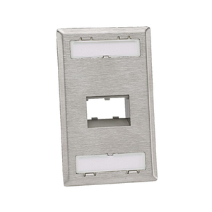 2 Port Mini-Com Stainless Steel Sloped Recessed Faceplate Module Label Pocket CFPSL2S