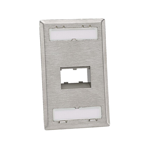 2 Port Mini-Com Stainless Steel Sloped Recessed Faceplate Module Label Pocket CFPSL2S
