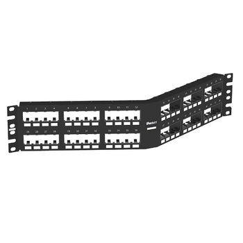 48 Port Mini-Com Flush Mount Angled Modular Patch Panel 2RU Grp4 CPPA48FMWBLY