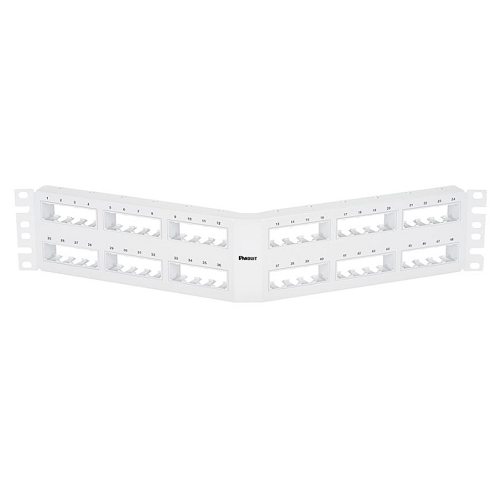 48 Port Mini-Com Flush Mount Angled Modular Patch Panel 2RU Grp4 CPPA48FMWWH