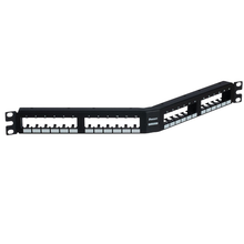 24 Port Mini-Com Flush Mount Angled Modular Patch Panel 1RU Grp6 CPPA24FM6BL