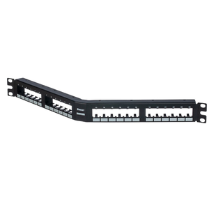 24 Port Mini-Com Flush Mount Angled Modular Patch Panel 1RU Grp6 CPPA24FM6BL