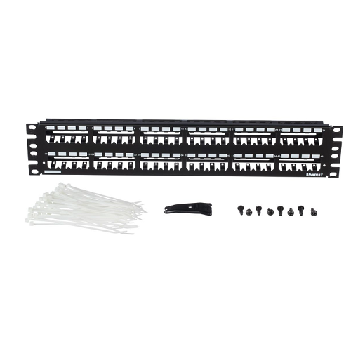 48 Port Mini-Com All Metal Patch Panel Strain Relief Bar Flat Shielded CP48WSBLY