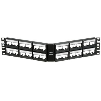 48 Port Mini-Com Faceplate Modular Angled Patch Panel W/ label 2RU CPPLA48WBLY