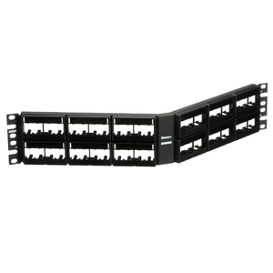 48 Port Mini-Com Faceplate Modular Angled Patch Panel W/ label 2RU CPPLA48WBLY