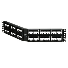 48 Port Mini-Com Faceplate Modular Angled Patch Panel W/ label 2RU CPPLA48WBLY