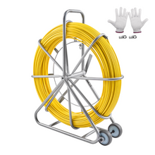 656 ft Fish Tape Puller Fiberglass 5/16" Cable Duct Rodder w/ Steel Reel