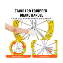 425 ft Fish Tape Fiberglass 1/4" Duct Rodder w/ Steel Reel Stand