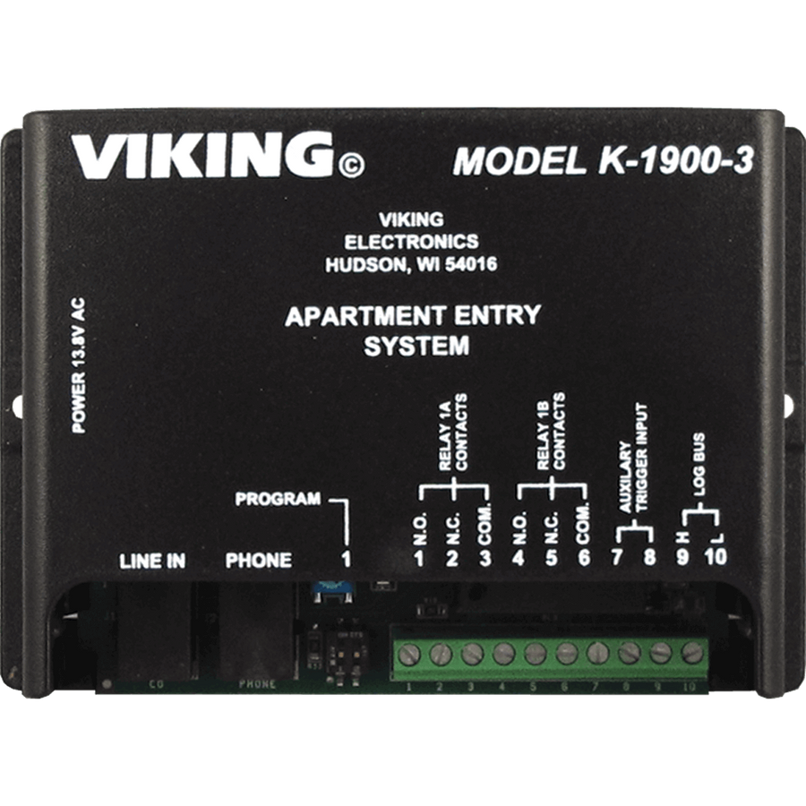 K-1900-3 Viking Apartment or Office Entry Controller with Up to 250 Entry Codes