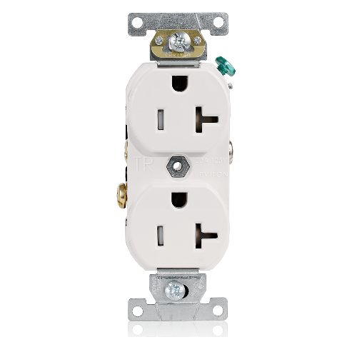 20A 125V Tamper Resistant Smooth Face Self Grounding White TBR20-W