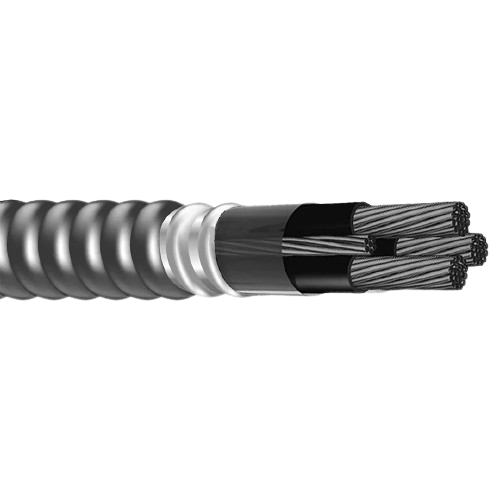 Wirenco 8/3 Metal Clad (MC) Cable With Ground, Aluminum Armored, Stranded Copper Conductor (125Ft Cut