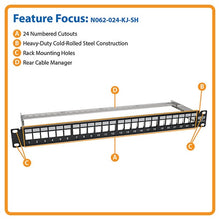 24-Port CAT5E/6 1U Rack-Mount Shielded Blank Keystone N062-024-KJ-SH