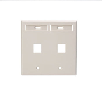 2-Port, Light Almond Dual-Gang QUICKPORT™ Wallplate with ID Windows Leviton 42080-2TP