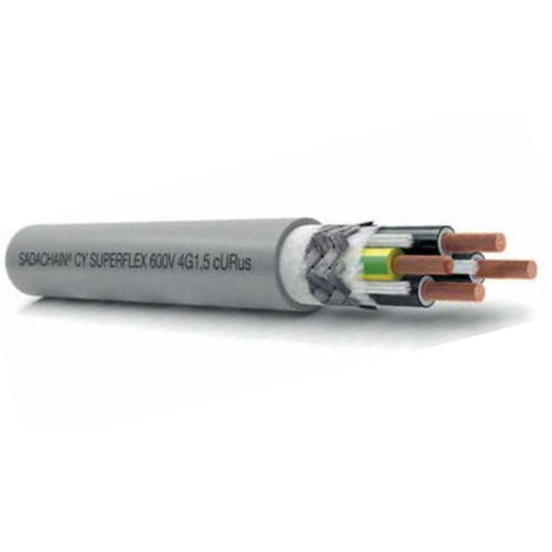 10 AWG 4C Gnd Superflex Bare Copper Shielded Multicore Cable CHAIN CY UL/CSA Non-Woven Tape 600V