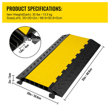 35" 5 Channel Rubber Cable Protector 18000lbs Load Wire Cord Ramp