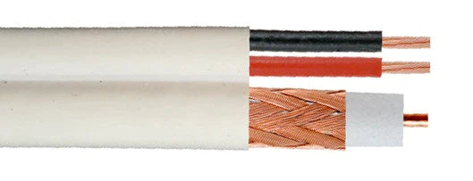 SIAMESE RG59(1)BC 95% CCA SHLD 20+18-2(7) CCA CM WHITE RIB Coaxial Cable 1000'