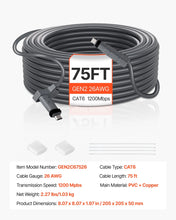 26 AWG Copper Core Compatible with Standard Rectangular V2 VEVOR 75FT Starlink Gen 2 Extension Cable