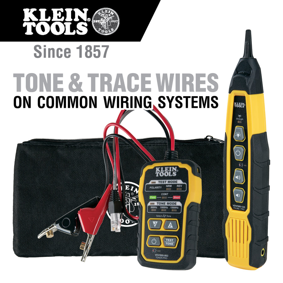 Tone & Probe PRO Electrical Wire Tracing Set, Batteries and Carrying Pouch - VDV500-820