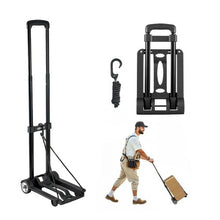 Folding Hand Truck 110 lbs Load Capacity Collapsible Luggage Cart with 2 Wheels Utility Dolly Platform Cart for Airport Travel Furniture Luggage