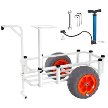 Beach Fishing Cart 350 lbs Load Capacity Fish and Marine Cart with Two 16" Big Wheels PU Balloon Tires for Sand  Heavy-Duty Aluminum Pier Wagon Trolley