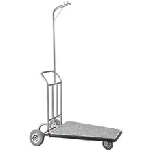 Luggage Cart 600 LBS Load Capacity 3 Wheel Stainless Steel Bellman Cart Valet Cart with Grey Carpeted Deck and Rubber Wheels