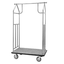 Luggage Cart 800 LBS Load Capacity Brushed Stainless Steel Finish Valet Cart with Grey Carpeted Deck and 6-inch Rubber Wheels