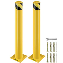 Safety Bollard 36 Inch Height Bollard Post 4.5 Inch Diameter Steel Pipe Safety Bollard Post Yellow Steel Bollard with 8 Anchor Bolts