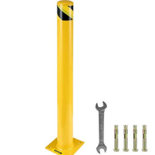 Safety Bollard 2"x4.5" Safety Barrier Bollard 4-1/2" OD 42" Height Yellow Powder Coat Pipe Steel Safety Barrier with 4 Free Anchor Bolts
