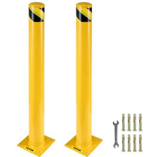 Safety Bollard 48 Inch Height Bollard Post 5.5 Inch Diameter Steel Pipe Safety Bollard Post Yellow Steel Bollard Steel Safety Bollard with 8 Anchor Bolts