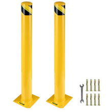 Safety Bollard 48 Inch Height Bollard Post 4.5 Inch Diameter Steel Pipe Safety Bollard Post Yellow Steel Bollard  Steel Safety Bollard with 8 Anchor Bolts