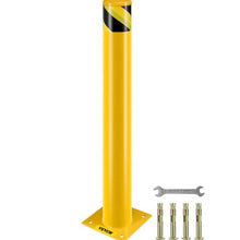 Safety Barrier Bollard 4-1/2" OD 36" Height Yellow Powder Coat Pipe Steel Safety Barrier with 4 Free Anchor Bolts