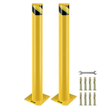 Safety Bollard 42 Inch Height Bollard Post 4.5 Inch Diameter Steel Pipe Safety Bollard Post Steel Safety Bollard with 8 Anchor Bolts