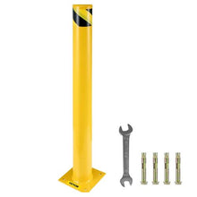 Safety Bollard 48"x4.5" Safety Barrier Bollard 4-1/2" OD 48" Height Yellow Powder Coat Pipe Steel Safety Barrier with 4 Free Anchor Bolts