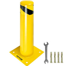 Safety Barrier Bollard 4-1/2" OD 24" Height Yellow Powder Coat Pipe Steel Safety Barrier with 4 Free Anchor Bolts