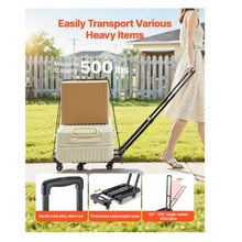 Folding Hand Truck 500 lbs Load Capacity Collapsible Luggage Cart with 6 Wheels Utility Dolly Platform Cart for Airport Travel Luggage