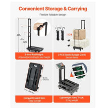 Folding Hand Truck 500 lbs Load Capacity Collapsible Luggage Cart with 6 Wheels Utility Dolly Platform Cart for Airport Travel Luggage