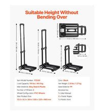 Folding Hand Truck 110 lbs Load Capacity Collapsible Luggage Cart with 2 Wheels Utility Dolly Platform Cart for Airport Travel Furniture Luggage