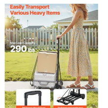 Folding Hand Truck 290 lbs Load Capacity Collapsible Luggage Cart with 4 Wheels Utility Dolly Platform Cart for Airport Travel Luggage