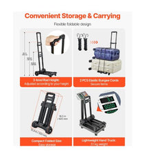 Folding Hand Truck 290 lbs Load Capacity Collapsible Luggage Cart with 4 Wheels Utility Dolly Platform Cart for Airport Travel Luggage