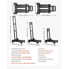 Folding Hand Truck 290 lbs Load Capacity Collapsible Luggage Cart with 4 Wheels Utility Dolly Platform Cart for Airport Travel Luggage