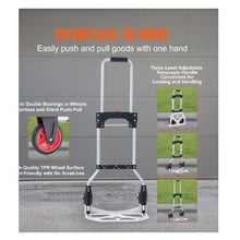 Folding Hand Truck and Dolly 176 lbs Capacity Aluminum Foldable Cart Heavy-Duty Luggage Trolley Cart with Telescoping Handle
