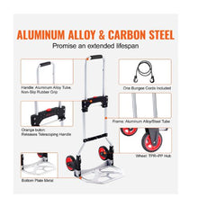 Folding Hand Truck and Dolly 176 lbs Capacity Aluminum Foldable Cart Heavy-Duty Luggage Trolley Cart with Telescoping Handle