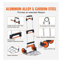 Folding Hand Truck 309 lbs Load Capacity Aluminum Portable Cart Convertible Hand Truck and Dolly with Telescoping Handle