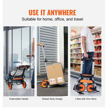 Folding Hand Truck 275 lbs Load Capacity Aluminum Portable Cart  Convertible Hand Truck and Dolly with Telescoping Handle