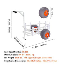 Beach Fishing Cart 300 lbs Load Capacity Fish and Marine Cart with Two 13" Big Wheels PU Balloon Tires for Sand Heavy-Duty Aluminum Pier Wagon Trolley with 8 Rod Holders