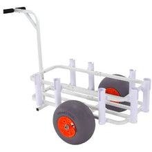 Beach Fishing Cart 300 lbs Load Capacity Fish and Marine Cart with Two 13" Big Wheels PU Balloon Tires for Sand Heavy-Duty Aluminum Pier Wagon Trolley with 8 Rod Holders