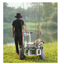 Beach Fishing Cart 350 lbs Load Capacity Fish and Marine Cart with Two 16" Big Wheels PU Balloon Tires for Sand  Heavy-Duty Aluminum Pier Wagon Trolley