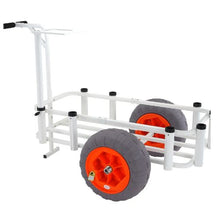 Beach Fishing Cart 350 lbs Load Capacity Fish and Marine Cart with Two 16" Big Wheels PU Balloon Tires for Sand  Heavy-Duty Aluminum Pier Wagon Trolley
