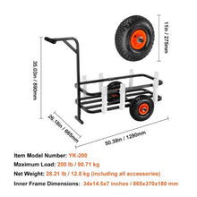 Beach Fishing Cart 200 lbs Load Capacity Fish and Marine Cart with Two 11" Big Wheels Rubber Balloon Tires for Sand Heavy-Duty Steel Pier Wagon Trolley with 7 Rod Holders